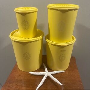 Tupperware Servalier Canisters 8, 12 & 17 Cups Orange Vintage